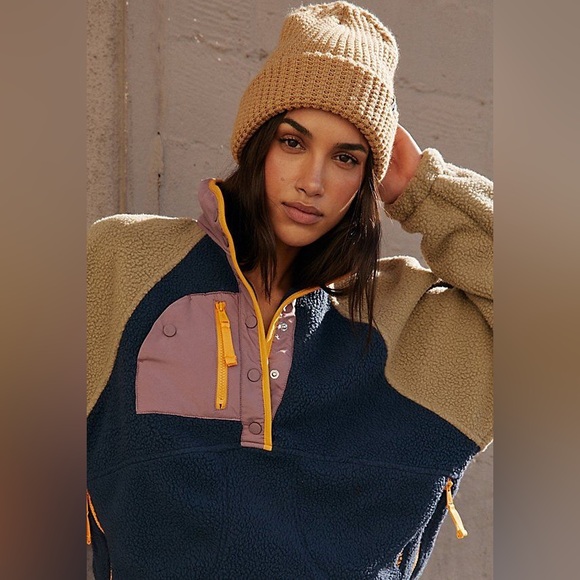 FP Movement by Free People Hit The Slopes Colorblock Fleece Pullover Midnight L - Picture 3 of 13